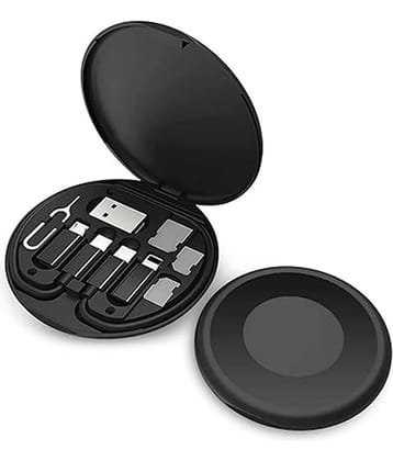 Mini Multi-Functional Fast Charging Data Cable Set for IOS Android, Type C Charging with Retrieve Card Pin,Round Storage Box,Compact and Portable USB Data Cable Storage Box Travel Cable Set