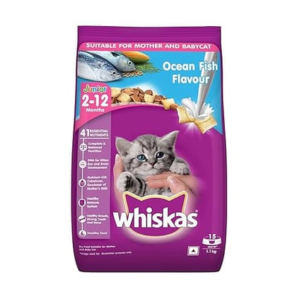 Whiskas Kitten Dry Cat Food (Flavor - Ocean Fish)-1.1 Kg