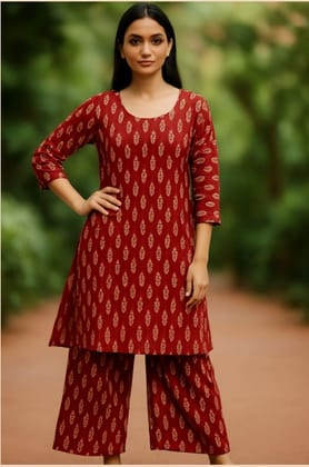 Ethnic Red PalazzoKurti Set for Women