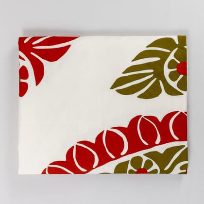 Applique Work Cotton Bed Cover Cream Rust Brown 90x108