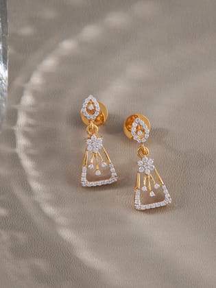 Caralin Silver Moissanite Dangle Earrings | 22KT Gold Vermeil-Yellow Gold