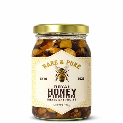 Ahil Outlets Royal Fusion Wild Multifloral Honey Mixed Dry Fruits Honey Soaked Nuts and Seeds Natural Energy Booster No Added Sugar No Preservatives Healthy Mix 250 G