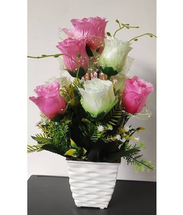 BAARIG - Pink Rose Artificial Flower ( Pack of 1 )