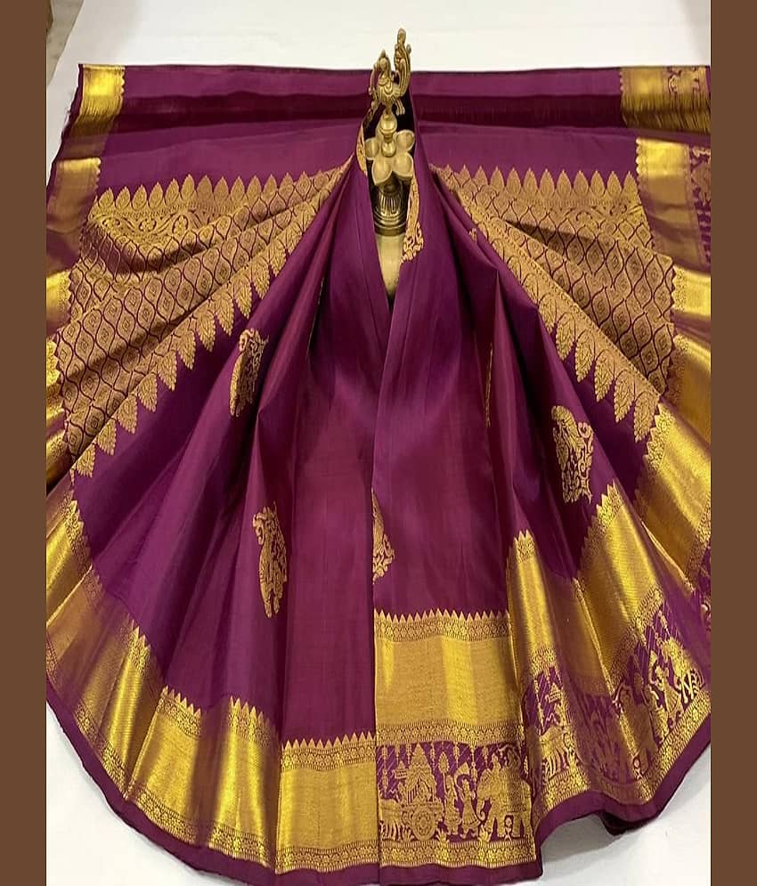 JULEE Silk Blend Embellished Saree With Unstitched Blouse Piece ( Wine )