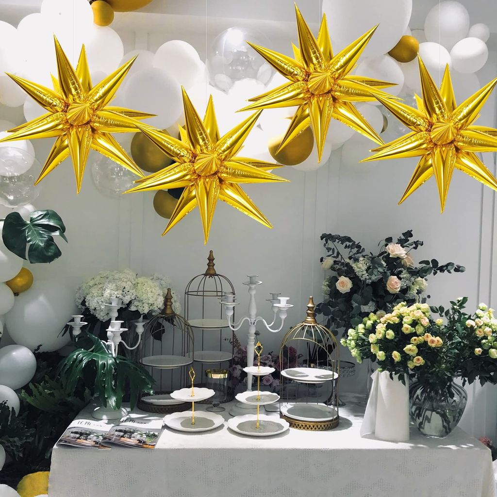 Exploding Golden Star Balloon Hanging - 5D 26" - Party and Festive Needs | Buy online on ZillyBuy