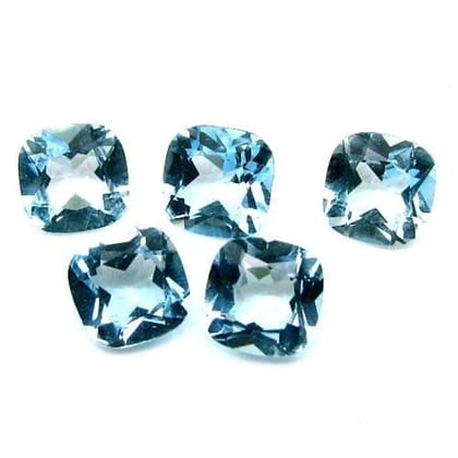 8.9Ct 10pc 6mm Natural Blue Topaz Setting Cushion Faceted Gemstones