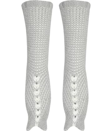 KC Store Women's Grey& Off-White Woolen Calf Length Socks For Winters