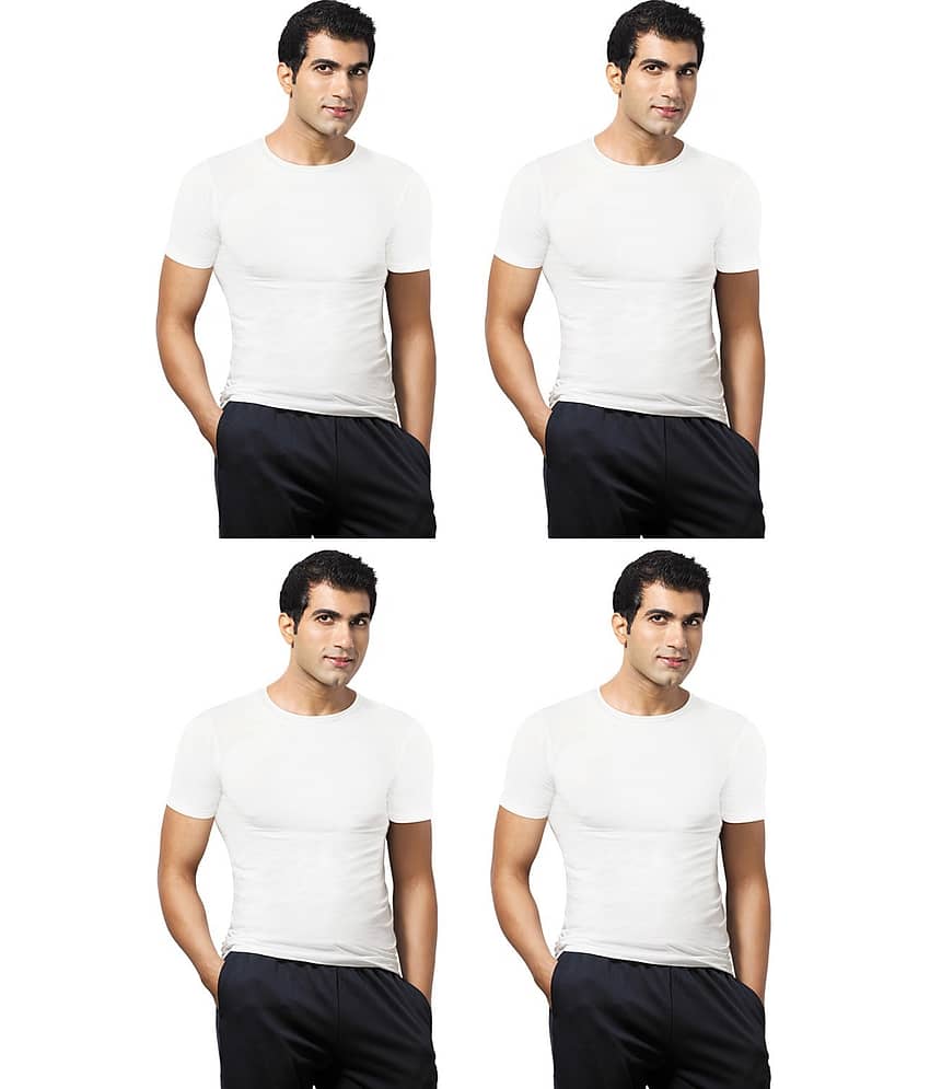 VIP Pack of 4 Cotton Basic Vest For Men ( White )