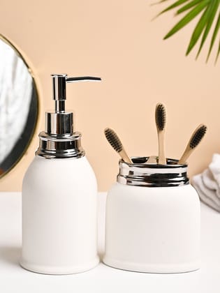 VON CASA 2Pcs White Ceramic Bathroom Set