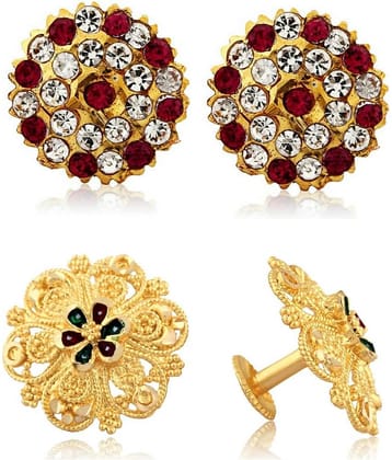 Vighnaharta Traditional South Culture Alloy Gold Plated Stud Earring Combo set ( Pack of- 2 Pair Earrings)