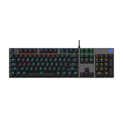 HP GK400F Mechanical Gaming Keyboard,dust & Spill Resistant,RGB Backlit Keys,Metal Panel,Full-Sized Keyboard Design HP GK400F Mechanical Gaming Keyboard,dust & Spill Resistant,RGB Backlit Keys,Metal Panel,Full-Sized Keyboard Design - Black / Full Size
