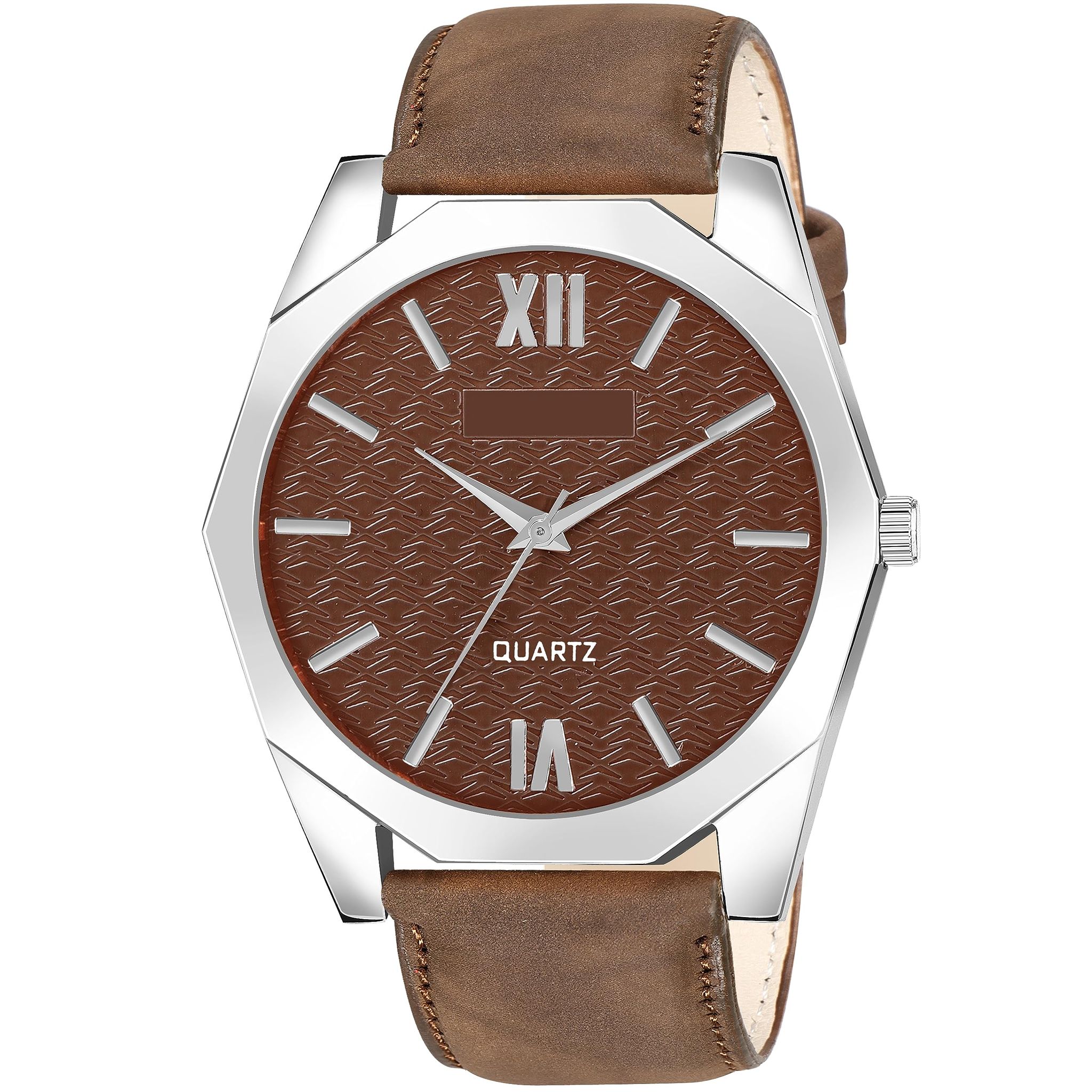 Brown 3D embossed Dial Analog Watch for Men LR85