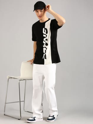 Black Printed Oversized T-shirt-S