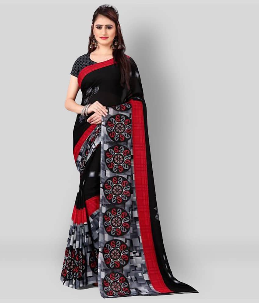 ANAND SAREES Georgette Printed Saree With Unstitched Blouse Piece ( Multicolor )