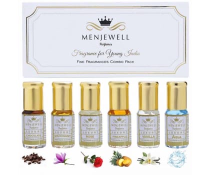 Menjewell Set Of 6 B'DAY Attar Gift Pack for men and women (6x3 Ml)18Ml