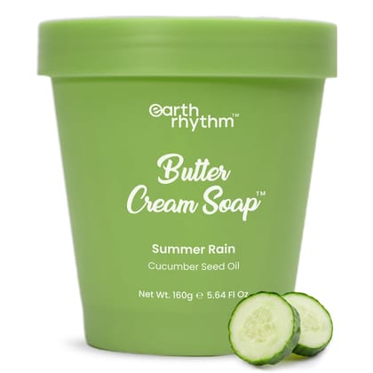 Earth Rhythm Butter Cream Soap, 48H Moisture, Gentle Cleanse, No Sulphates, No Phthalates – Summer Rain Earth Rhythm Butter Cream Soap, 48H Moisture, Gentle Cleanse, No Sulphates, No Phthalates – Summer Rain - Green / 160 g (Pack of 1)