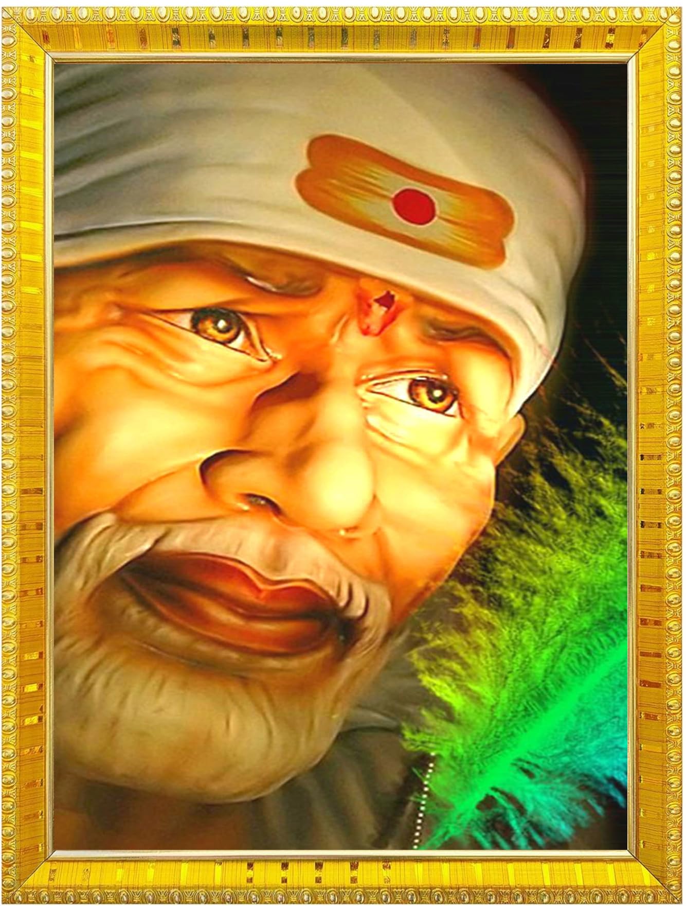NOKKES Sai Baba Shirdi sai baba photo frame Golden 5X7 Inch Photo Frame_AQW4