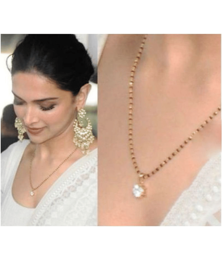 Gilher Bollywood Deepika Daily Wear American Diamond 18 Inch Short Length Mangalsutra  For Women
