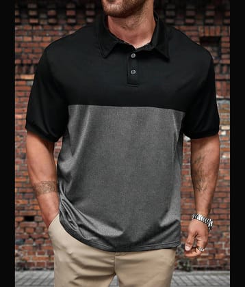 Leotude Pack of 1 Cotton Blend Regular Fit Colorblock Half Sleeves Men's Polo T Shirt ( Grey )