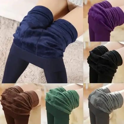 Knitting Velvet Leggings Skinny Warm Pants-Maroon