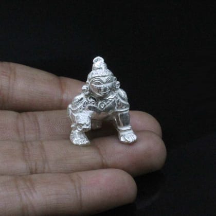 Pure solid Silver Bal Krishna Ladoo Gopal Kanha Ji silver idol - Solid inside