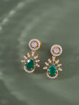 Indu Silver Moissanite Dangle Earrings | 22KT Gold Vermeil-Yellow Gold