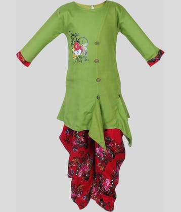 Arshia Fashions Girls Viscose Patiala Kurta Set ( Pack of 1 , Green )