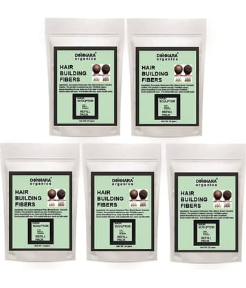 Donnara Organics Hair Building Fiber Instant Fuller Hair Refill Pack (Black) 25 gm Pack of 5