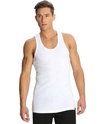 Jockey White Sleeveless Vests Single