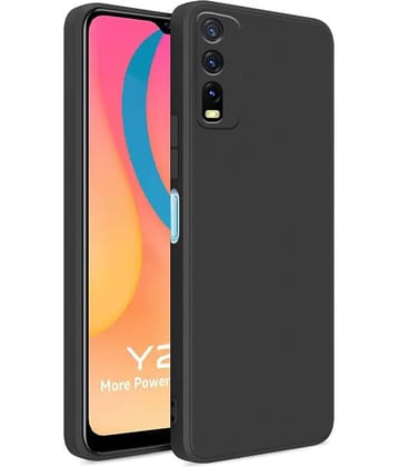 Case Vault Covers - Black Silicon Plain Cases Compatible For Vivo Y20 ( Pack of 1 )