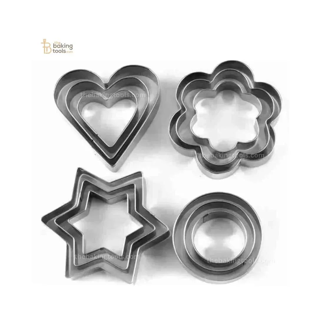 12 Pieces Cookie & Biscuit Cutter Star Heart Round & Flower