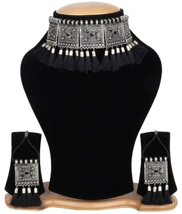 Sunhari Jewels Black Alloy Necklace Set ( Pack of 1 ) - Black