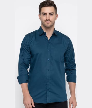 MODERNITY Cotton Blend Regular Fit Solids Full Sleeves Men's Casual Shirt - Blue ( Pack of 1 )