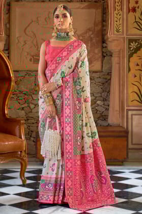 White Banarasi Silk Saree