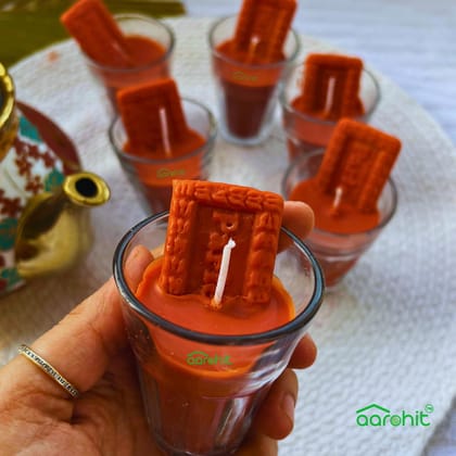 AAROHIT Chai Biscuit Pure Soy Wax Candles for Diwali Decor, Lighting and Gifting