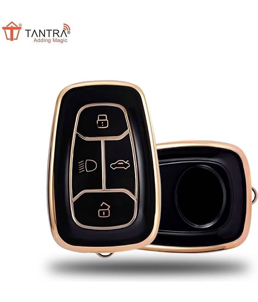 TANTRA TPU Key Cover Compatible with Tata Nexon | Harrier | Safari | Altroz | Tigor | EV | Punch | Tiago EV Electric 4 Button Smart Key Only (Black)