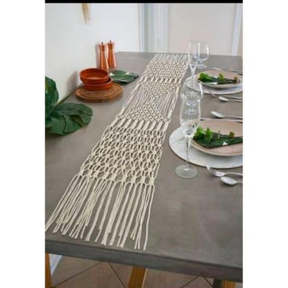 Bohemian Macrame White Table / Bed Runner