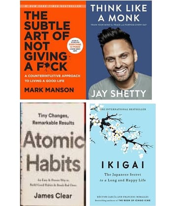 Books Combo (Ikigai, Think Like A Monk, Atomic Habits The Subtle Art Of Not Giving )- Paperback
