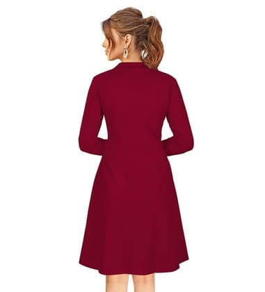 Women's Knitting Stretchable Solid Round Neck Full Sleeve Dresses (Maroon, XL)-PID56835 Women's Knitting Stretchable Solid Round Neck Full Sleeve Dresses (Maroon, XL)-PID56835