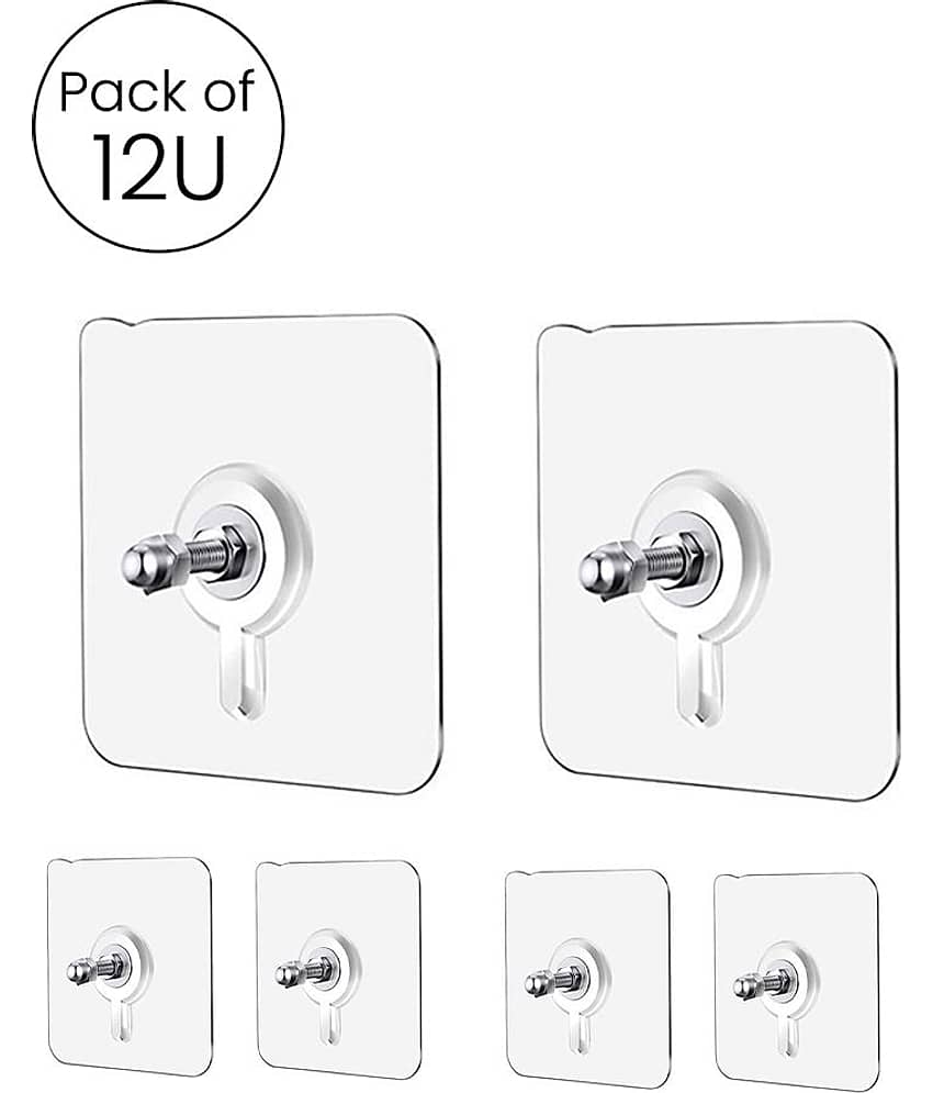 Self Adhesive Wall Hanging Hooks Pack of 12, WaterProof 10 Kg Capacity Strong for Home Kitchen