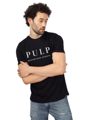 pulp - adventure sports black t-shirt | 100% natural cotton Black / XL