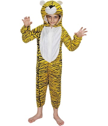 Kaku Fancy Dresses Tiger Wild Animal Costume For Kids - Yellow, 3 - 4 Years | Animal Fancy Dress For Boys & Girls