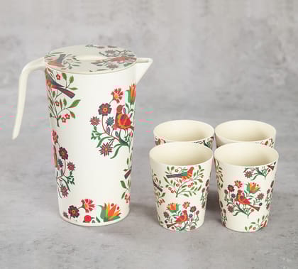 India Circus Psittacines Enquiry Bamboo Jug Set