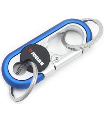 Tag Sky-Omuda Double Ring Hooked Keychain Blue & Silver /Keyholder Key Chain