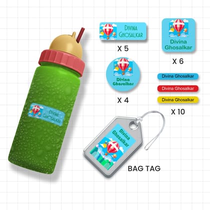 Assorted Shapes Waterproof Labels - Hot Air Balloon Theme