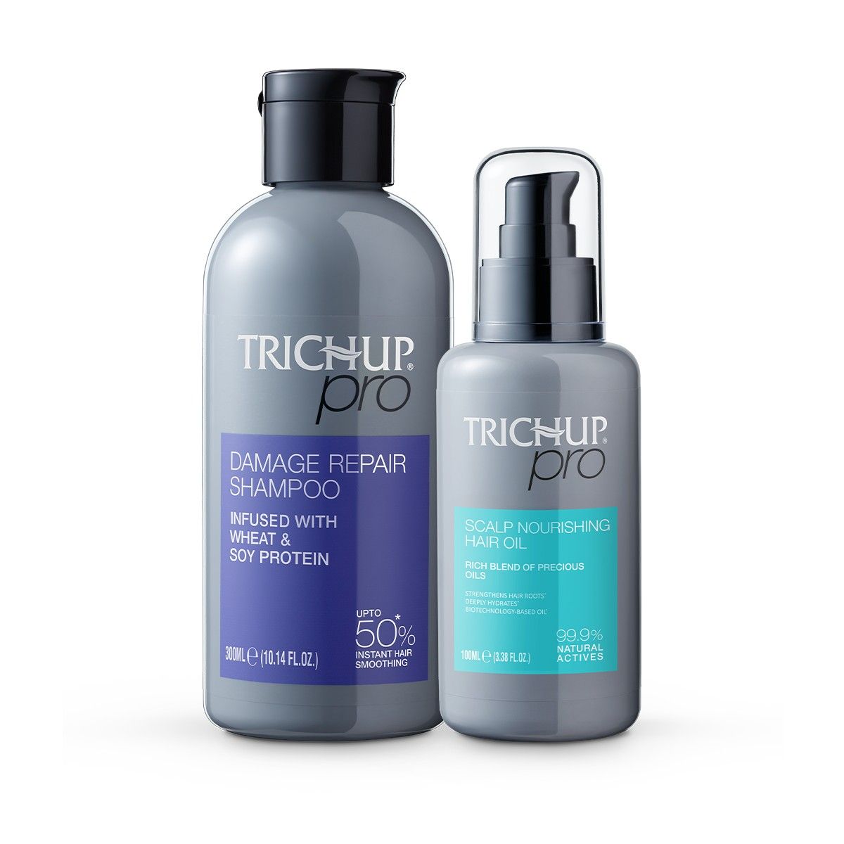 Trichup Pro Hair Oil 100ml & Damage Repair Shampoo 300ml Combo (Set of 2) – Rosemary Formula for Dry, Frizzy Hair & Scalp Hydration