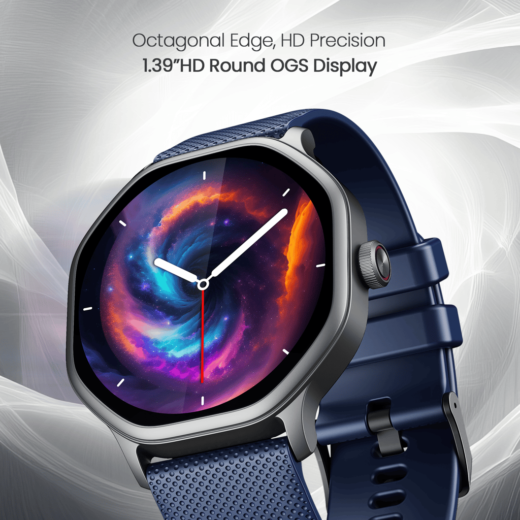 Cellecor E7 Cosmic 1.39" HD OGS Display I BT Calling I AOD Display I smart Watch in  Blue