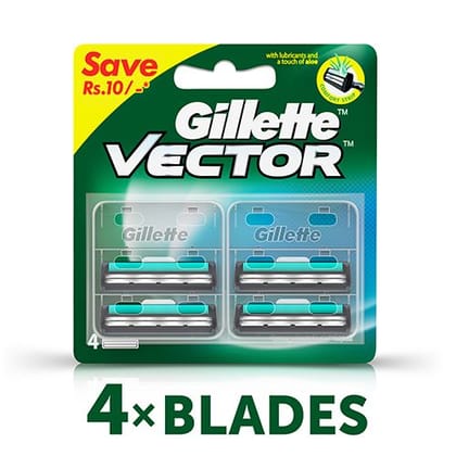 Gillette Vector Plus - Manual Shaving Razor Blades Cartridge, 4 Pcs