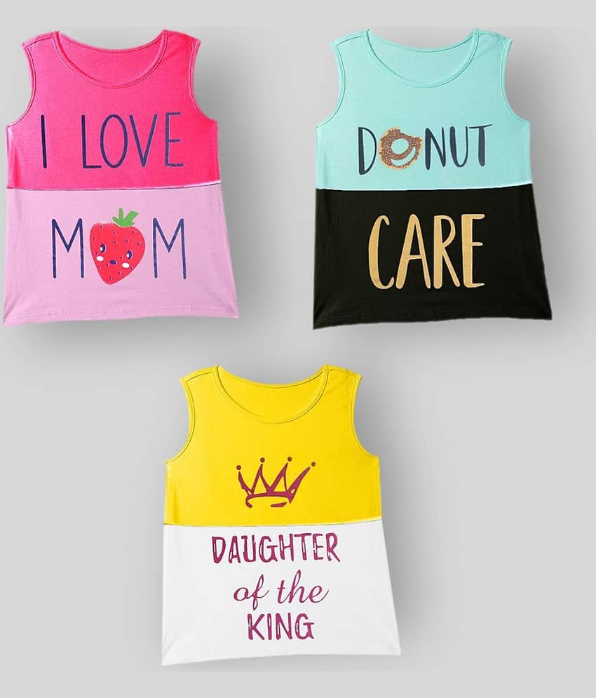 Kuchipoo Pack of 3 Girls Cotton Blend T-Shirt ( Multicolor )