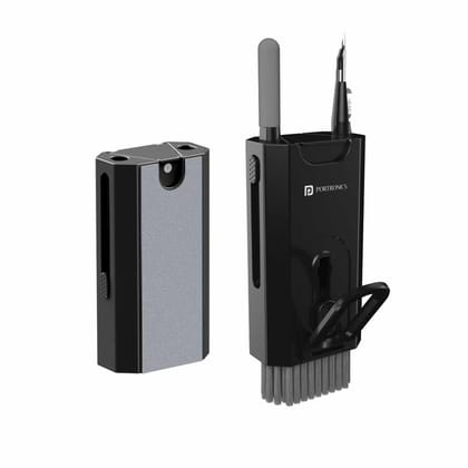 Portronics Clean M Multifunctional 8-in-1 Gadget Cleaning Kit (Black)